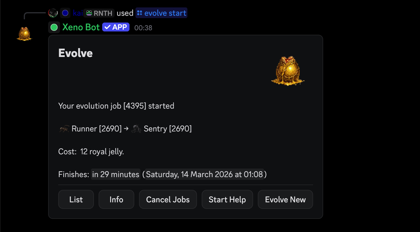 Evolve command — start evolution job