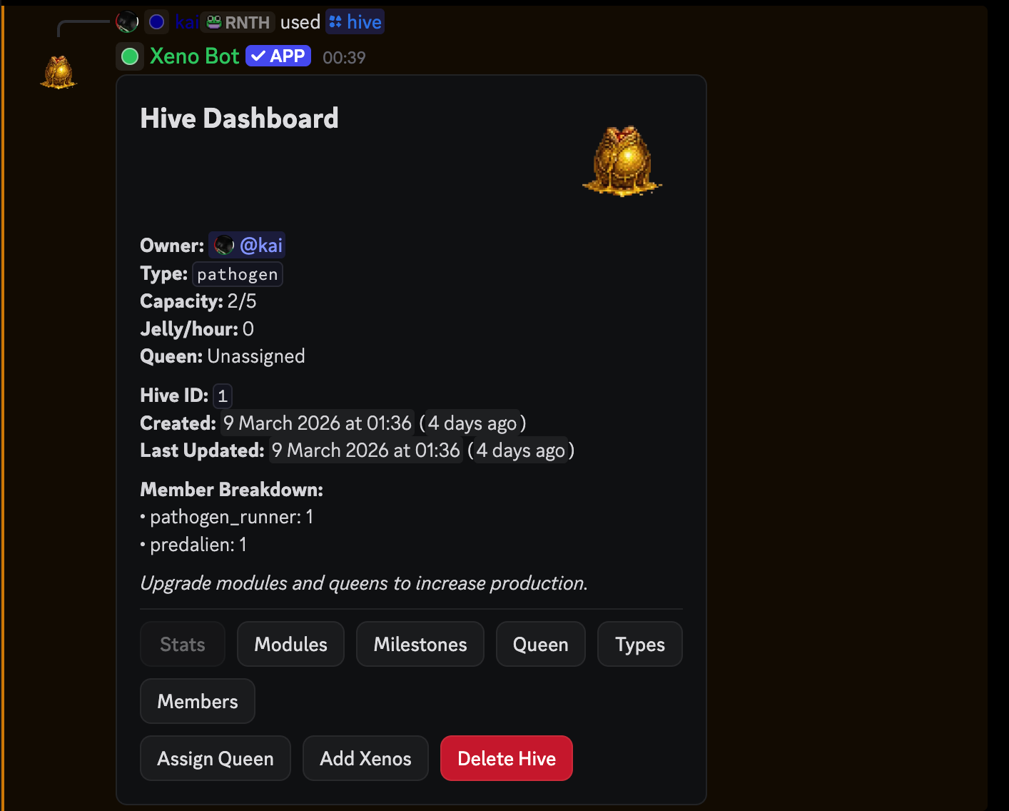 Hive Dashboard — manage your hive