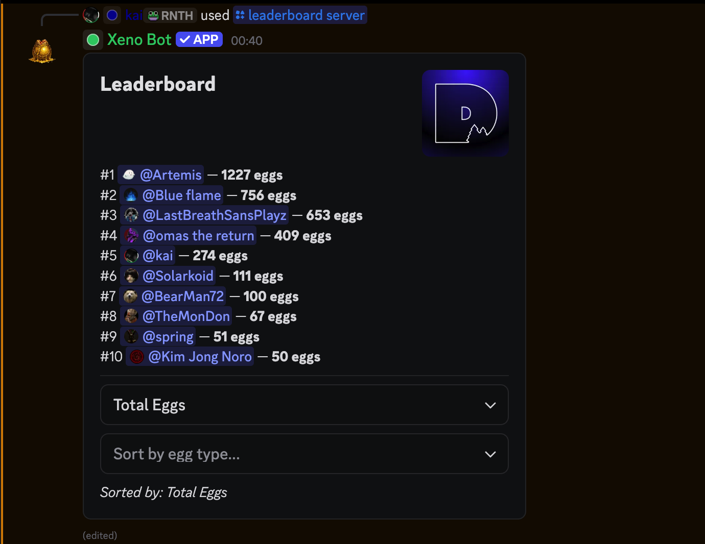 Leaderboard — server colony rankings